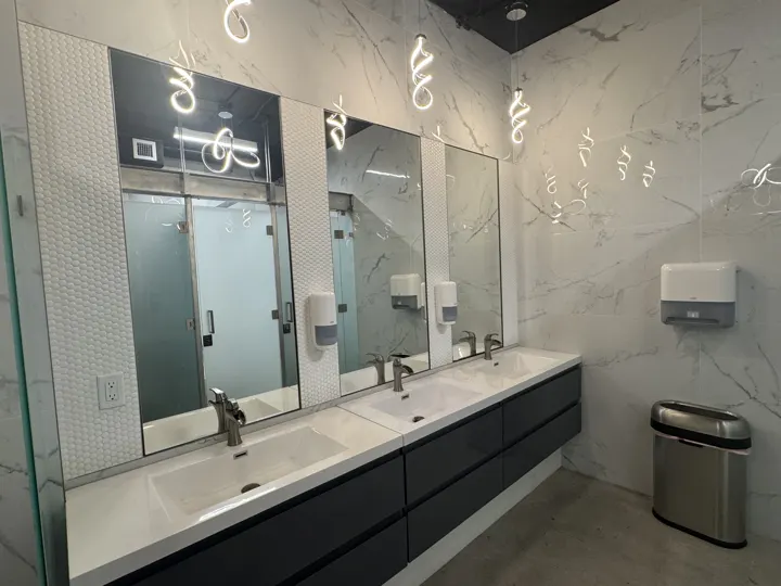 Vanity mirrors over a double sink